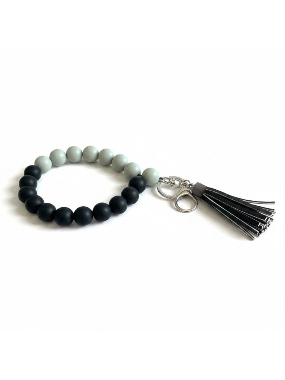Black & Grey Silicone Bead Bracelet Keychain – NWOT